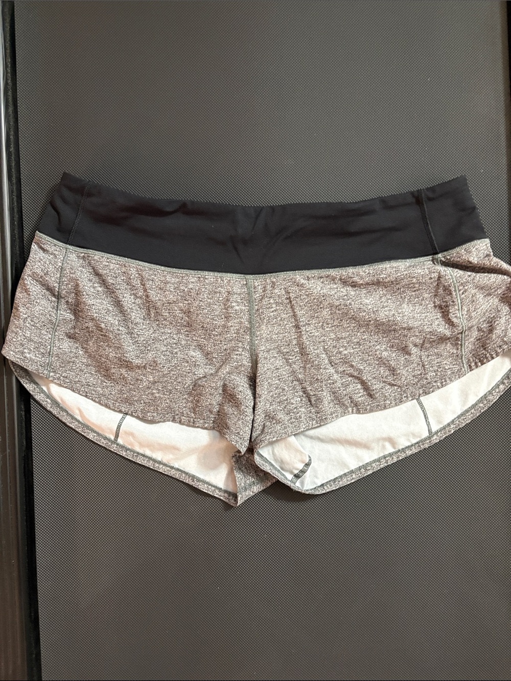 lululemon athletica Heather Gray Athletic Shorts with Black Waistband